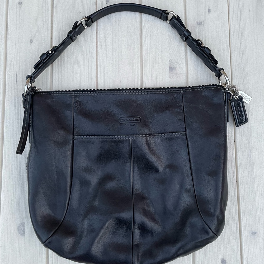 coach h0849-12684 hobo black leather bag